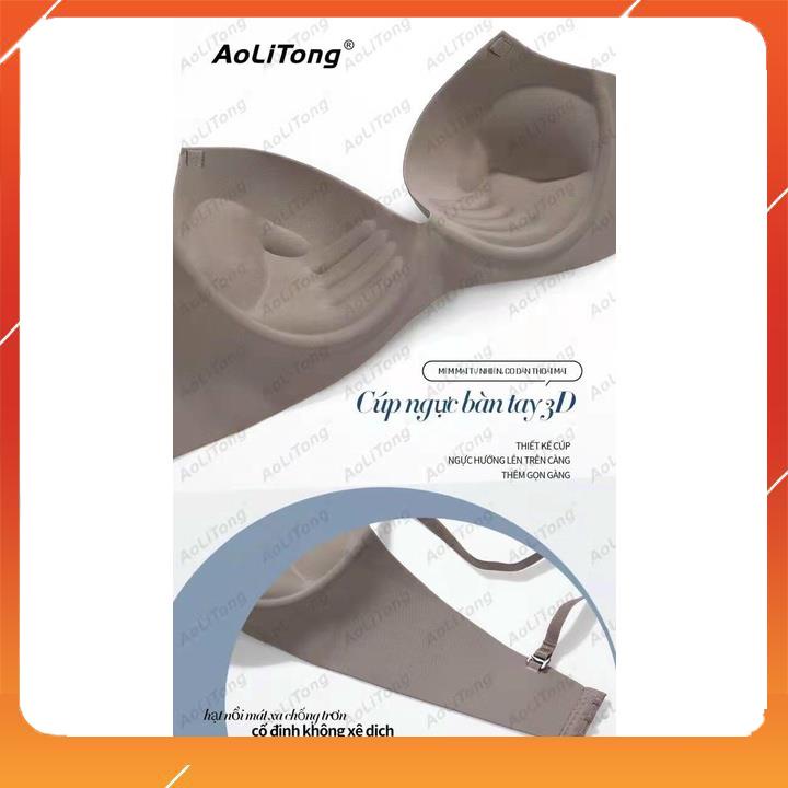 Áo lót nữ su đúc không gọng nâng đẩy ngực cup chéo đệm mút vừa họa tiết thương hiệu Aolitong A5101