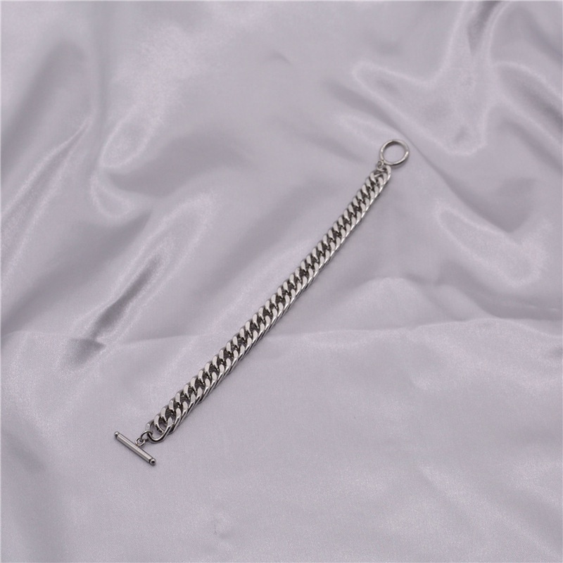 Vòng Tay Dây Xích Bằng Thép Titan Phong Cách Punk Đơn Giản 3 Kích Cỡ Cho Nam