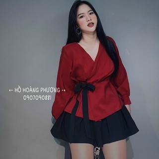 ÁO PEPLUM ĐẮP CHÉO NGỰC CỘT NƠ EO
