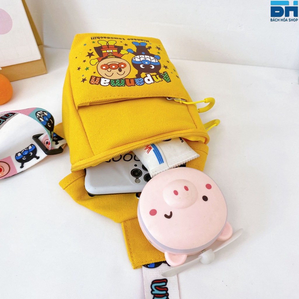 Balo, túi đeo chéo Nấm Lùn, phiên bản Hàn Quốc, in hình chú hề ngộ nghĩnh dễ thương, có lỗ cắm sạc điện thoại tiện lợi