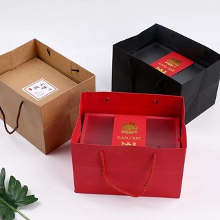 Hộp 6 bánh 80gr giấy kraft màu đỏ - 24.25cm có túi như hình
