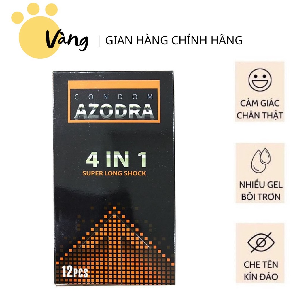 Bao Cao Su Gân Gai Kéo Dài Thời Gian Azodra 4in1 Hộp 12 Bao