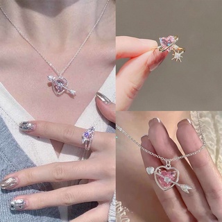 Vòng cổ Mặt Trái Tim Pha Lê Hồng