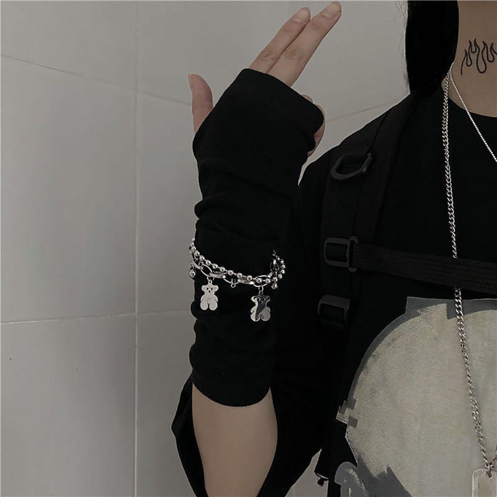 Vòng Tay Hai Lớp Bằng Hợp Kim Họa Tiết Gấu / Cún Phong Cách Cổ Điển Thời Trang Cho Nữ