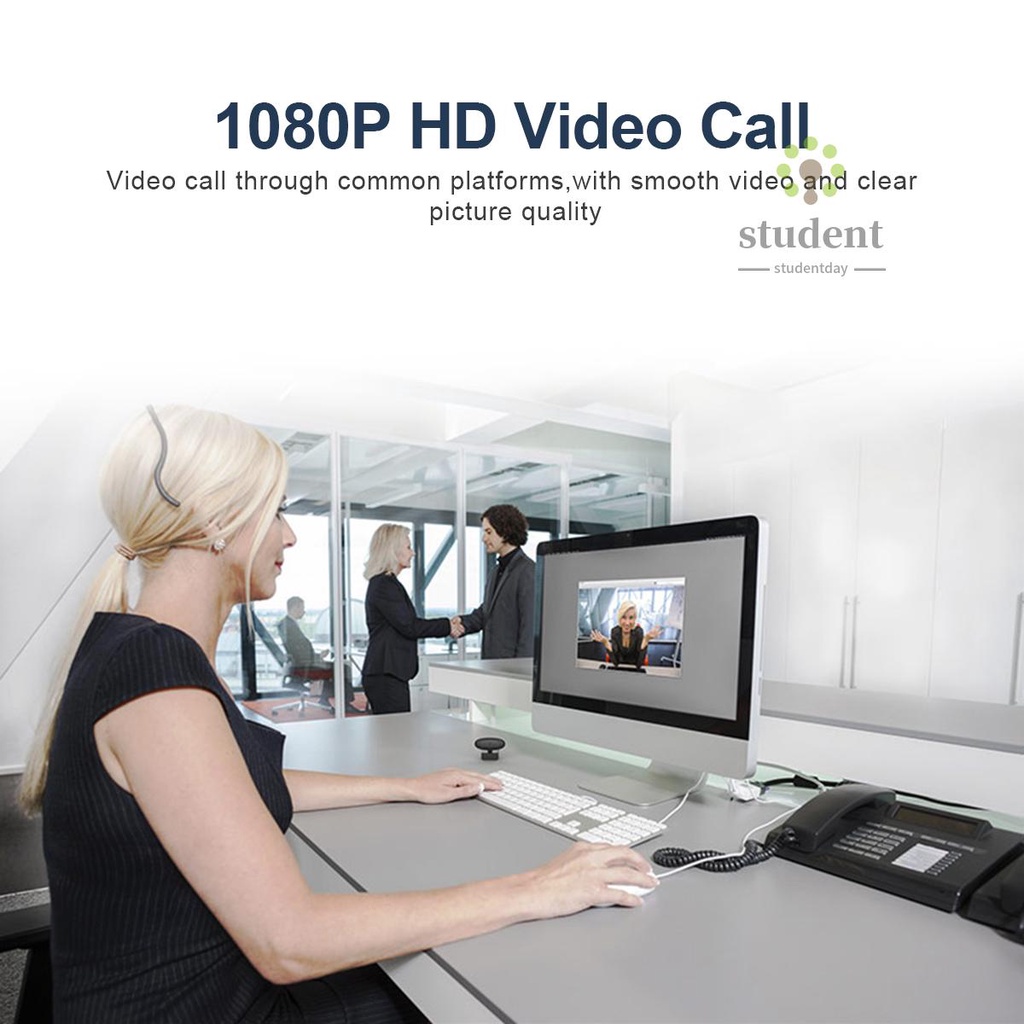 Webcam 1080p Hd 2 Mega Pixel Xoay 360 Độ Tự Động Lấy Nét Kèm Micro Cho Máy Tính | BigBuy360 - bigbuy360.vn