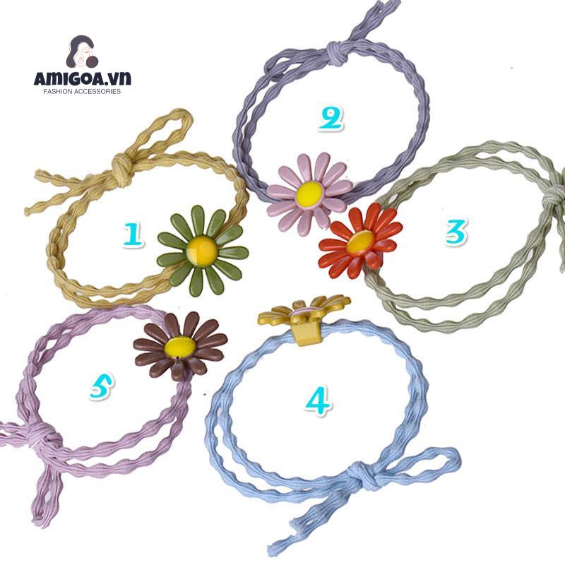 Dây Buộc Tóc Cao Su Họa Tiết Hoa Cúc Dễ Thương Xinh Xắn