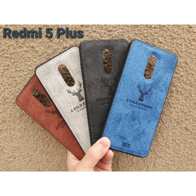 Ốp lưng Xiaomi Redmi 5 Plus vân da khắc hình Hươu nam tính rẻ đẹp