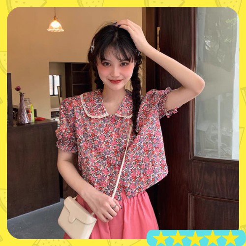 (XẢ LỖ) Áo Croptop hoa nhí dễ thương