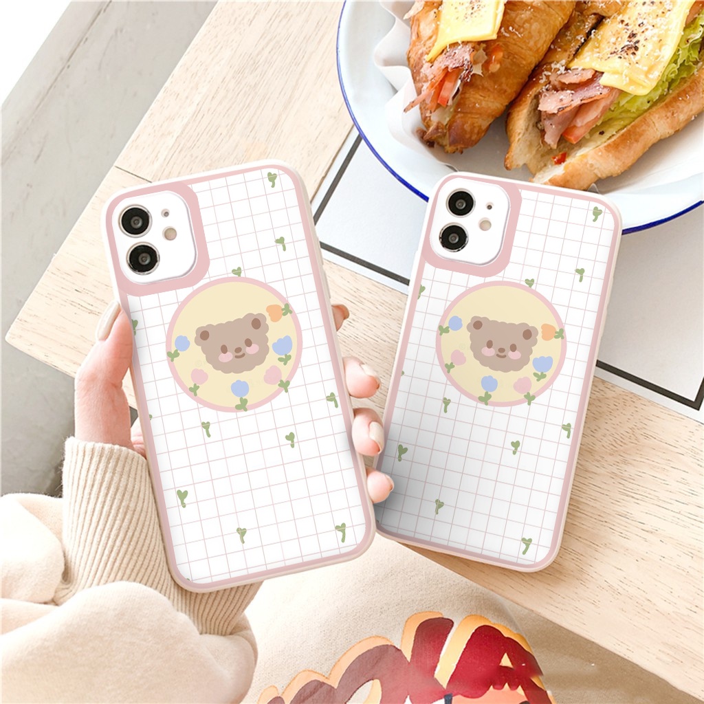 Ốp Iphone Gấu lá mầm ốp lưng iphone vuông 6/6plus/7plus/8/8plus/x/xr/xsmax/11/11promax/13promax