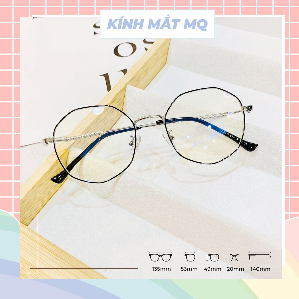 Gọng kính cận nam nữ⚡𝑭𝑹𝑬𝑬𝑺𝑯𝑰𝑷⚡ kim loại đa giác tròn 2979 nhiều màu, Kính mắt MQ nhận lắp mắt cận
