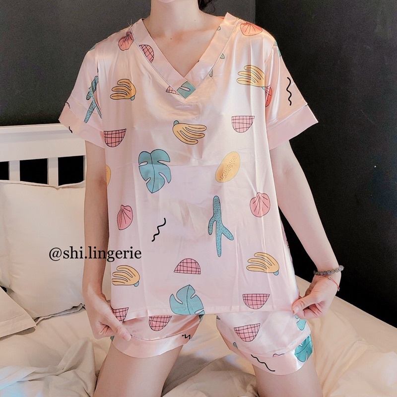 Pyjama đùi satin cao cấp