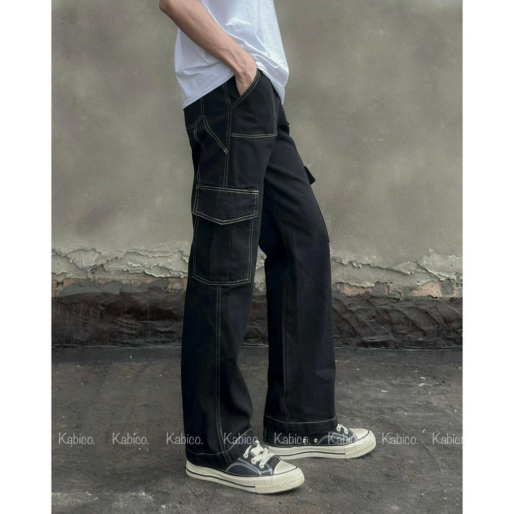 Quần jeans dài cạp cao. quần jeans ống rộng phong cách Hiphop_j23