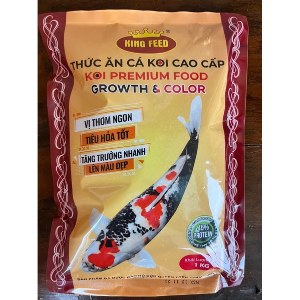 Cám Cá Koi KingFeed siêu phẩm Growth B- Độ đạm 45% - Bao 1kg - size S 3li