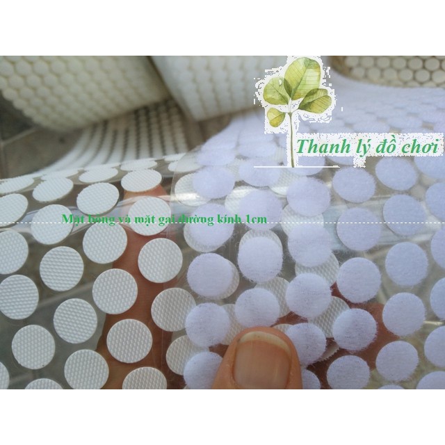 Dính gai chấm tròn có keo dán cực chắc size 10mm 13mm 15mm loại đẹp TRẮNG ĐỤC MỊN