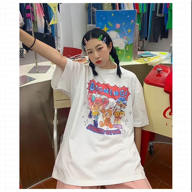 NRVP Áo Thun 100% Cotton Dáng Rộng Thời Trang Hàn Quốc Cho Nữ