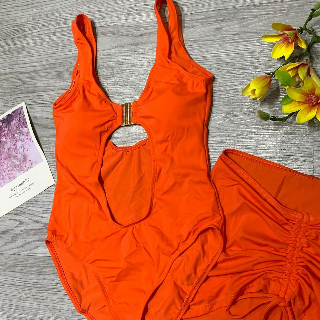 Bikini Đồ Bơi Nữ Set 3 Món, Bộ 1 Mảnh Liền Thân Kèm Chân Váy Dây Rút Nhiều Màu Sang Đẹp Free Size Bin Sports BHV226