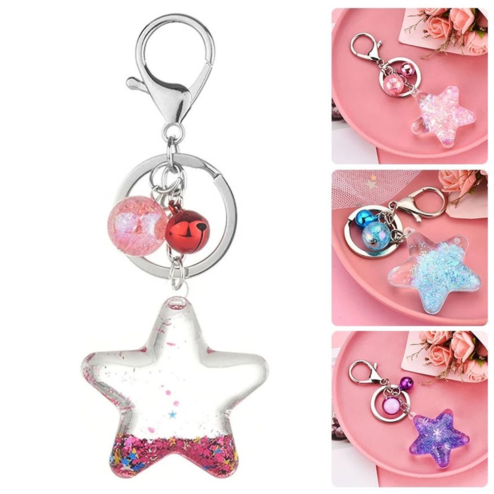 Móc khóa hình ngôi sao năm cánh đính sequin lấp lánh dùng trang trí túi xách/điện thoại