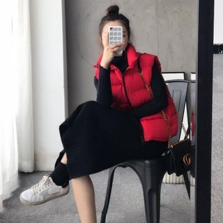 Váy len suông cổ lọ dáng dài