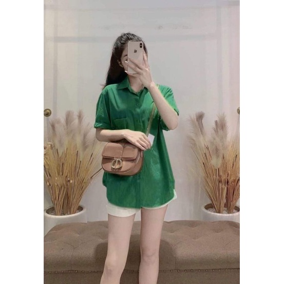 Áo sơ mi nữ tay lỡ 1 túi màu hottrend bigsize 58-95kg