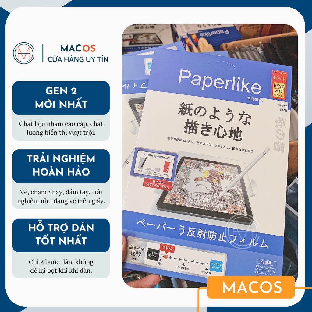 [Thế hệ mới] Dán màn hình iPad Paper-like chống vân cảm giác vẽ trên giấy paperlike - air 4 10.2 10.5 10.9 pro 11 (AD01)