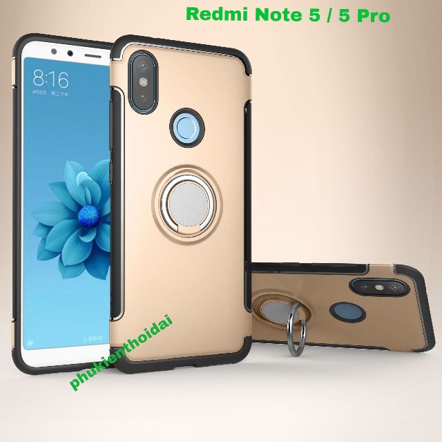 Ốp lưng Xiaomi Redmi Note 5 / 5 Pro chống sốc giá đỡ kiêm nhẫn Ô tô