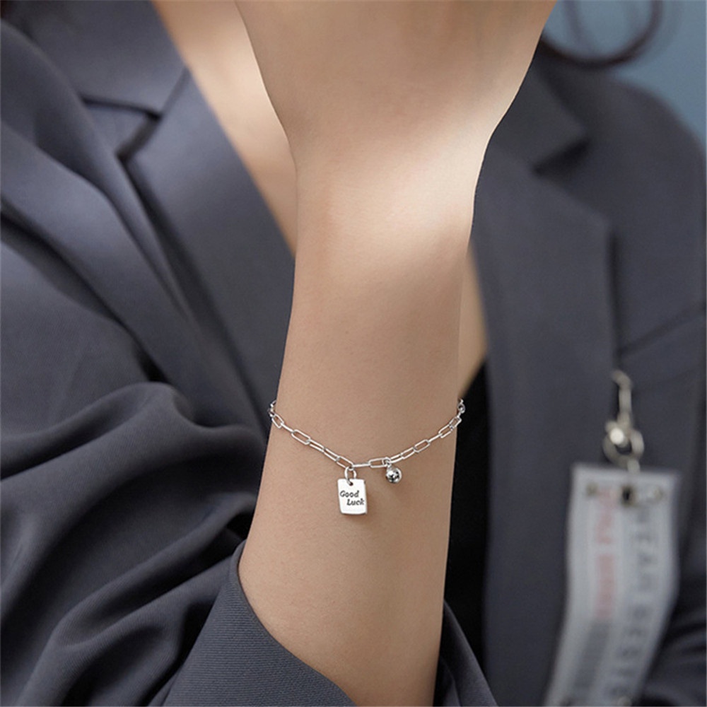 Vòng Tay Mặt Vuông May Mắn Dễ Thương Đơn Giản Phong Cách Hàn Quốc Dành Cho Nữ