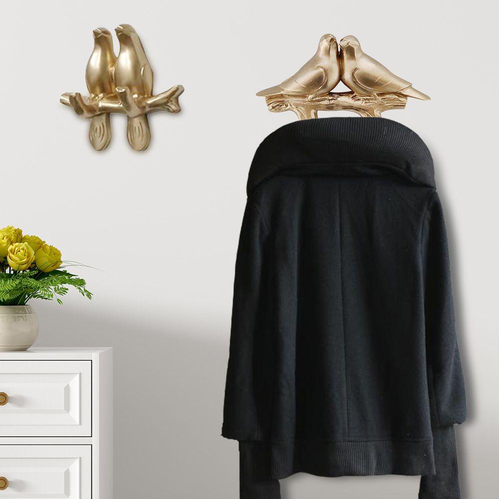 Móc Treo Quần Áo Bằng Resin Không Cần Khoan Họa Tiết Chim Kiểu Vintage Bắc Âu