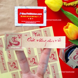Tem dán kraft Chúc mừng năm mới cổ điển trang trí hộp bánh, kẹo, mứt ngày tết