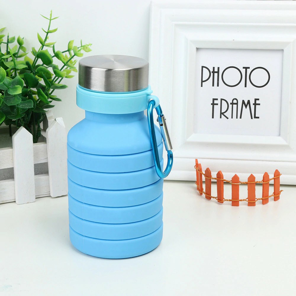 Bình Nước Silicone 500ml Có Thể Thu Gọn Tiện Dụng