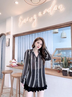 Áo sơ mi kẻ dáng dài⚡️2 màu