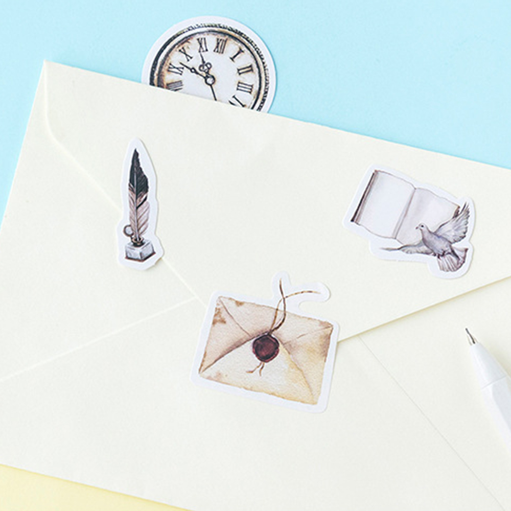 Set 46 nhãn dán trang trí sổ lưu niệm phong cách cổ điển