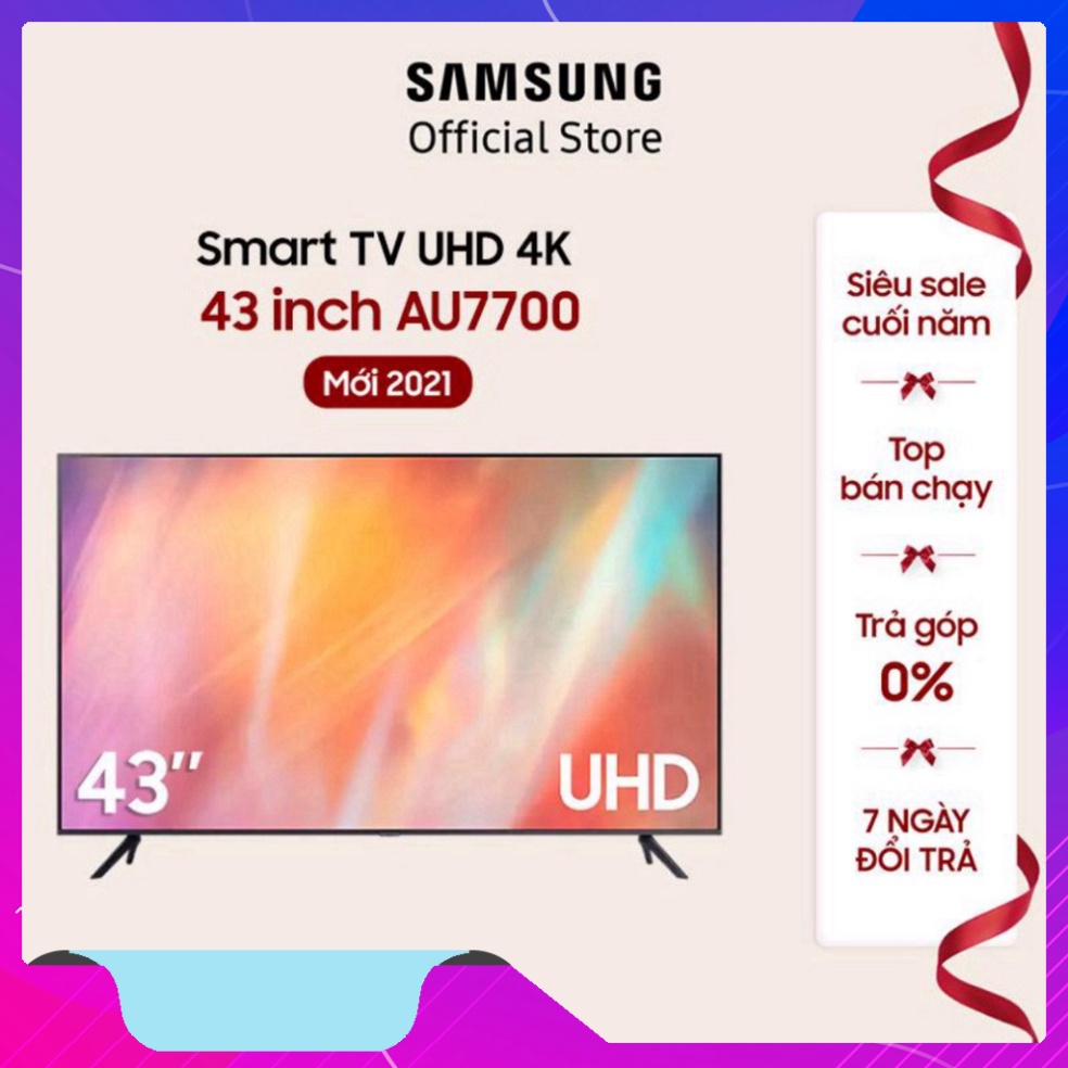 Smart Tivi Samsung Crystal UHD 4K 43 inch UA43AU7700KXXV - Miễn phí lắp đặt (GIÁ GỐC)