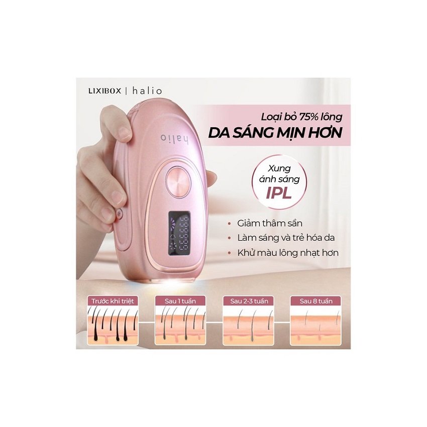 Máy Triệt Lông Lạnh Cá Nhân Halio IPL Cooling Hair Removal Device - Hàng Chính Hãng - Bảo Hành 12 Tháng