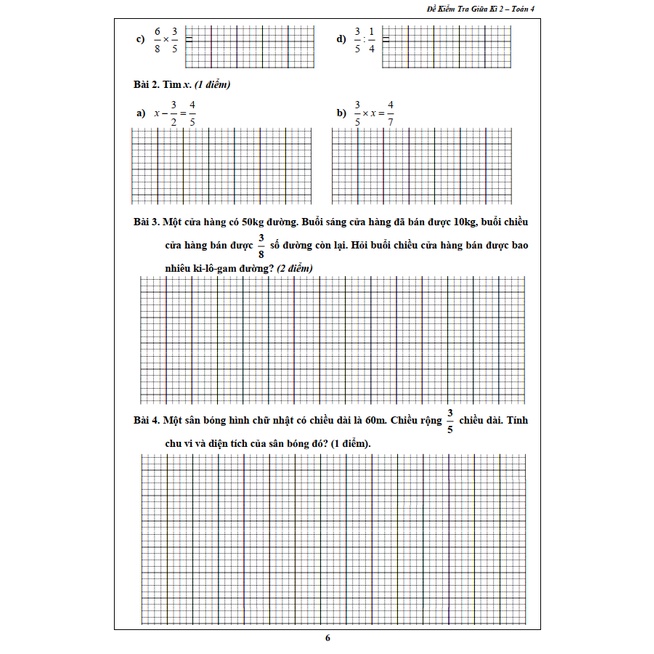 Sách - Đề Kiểm Tra Toán 4 - Học Kì 2 (1 cuốn)