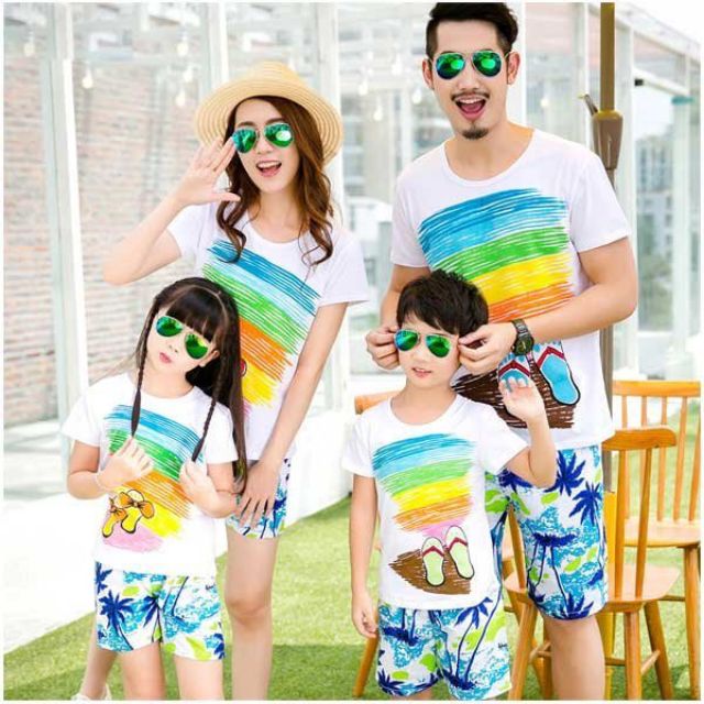 bộ gia đình đi biển áo quần gia đình mùa hè 3/4/5 người