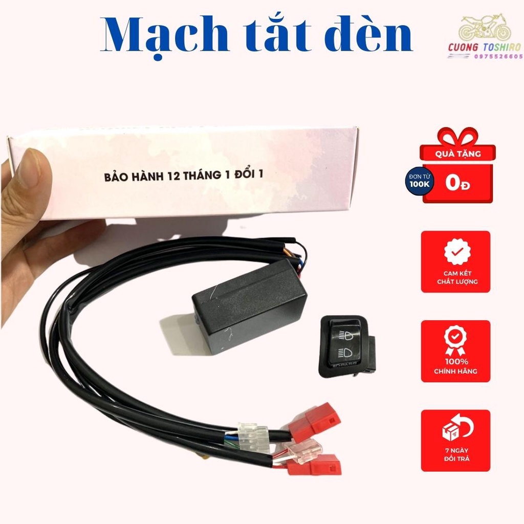 Bộ mạch tắt mở đèn kèm công tắc passing cho xe Sh mode full Giắc Cắm bảo hành 1 năm