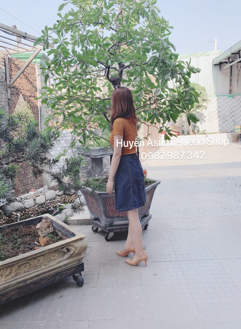 [Ảnh shop tự chụp] - Chân váy jean xoè ngang gối | BigBuy360 - bigbuy360.vn