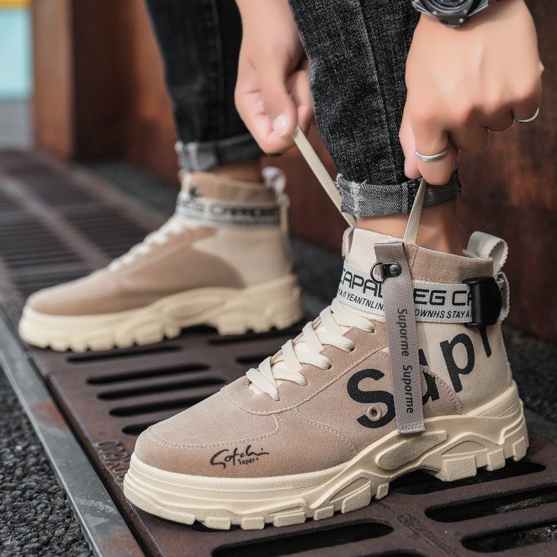 Giày nam cao cổ Superome da lộn be cực đẹp