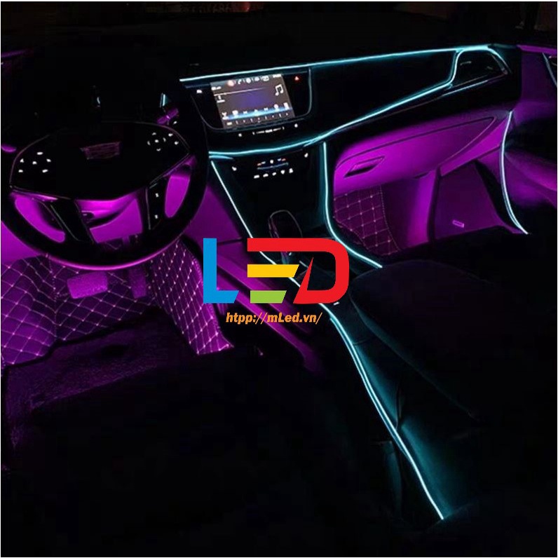 Dây đèn led đơn sắc ánh sáng lạnh trang trí viền táp-lô nội thất ô tô, xe hơi tiện dụng