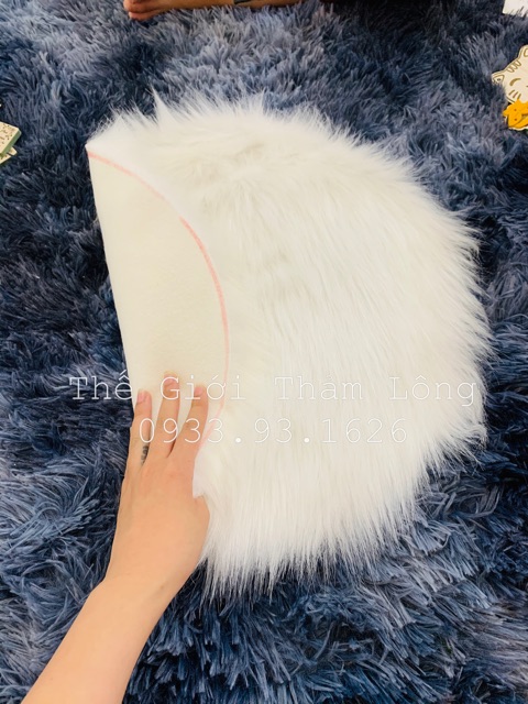 Thảm lông trắng hình tròn đường kính 40cm