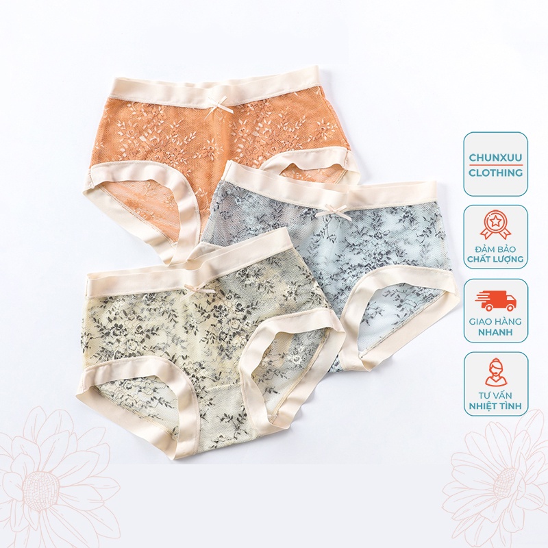Quần lót ren hoa Chunxxu chất liệu cao cấp phối su lạnh thoáng khí - QC56