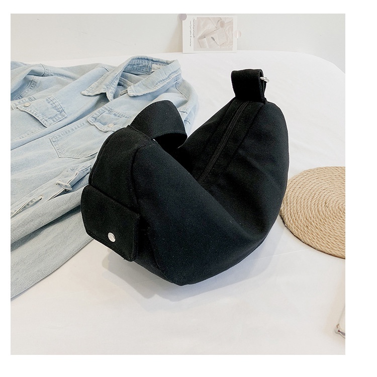 Túi vải tote đeo chéo bán nguyệt vải canvas phong cách unisex đựng sách vở đi học đi chơi