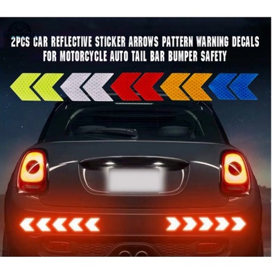 Set 2 Nhãn Dán tem Trang Trí decal mũi tên phản quang cảnh báo an toàn sau đuôi Xe hơi Ô Tô thời trang cho Toyota Vios