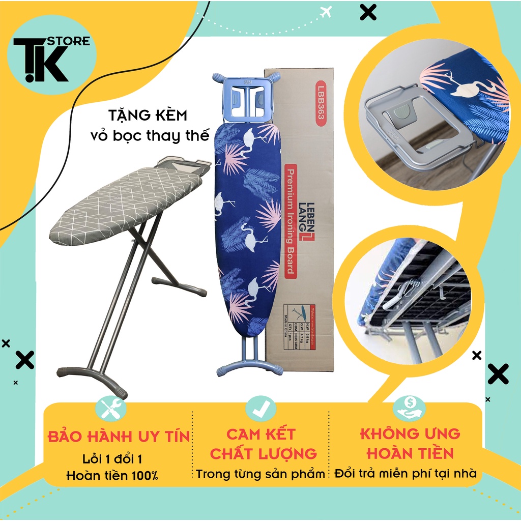 Bàn để ủi quần áo, Cầu bàn là Lebenlang Đức, Bàn ủi quần áo cao cấp- Bảo hành 12 tháng