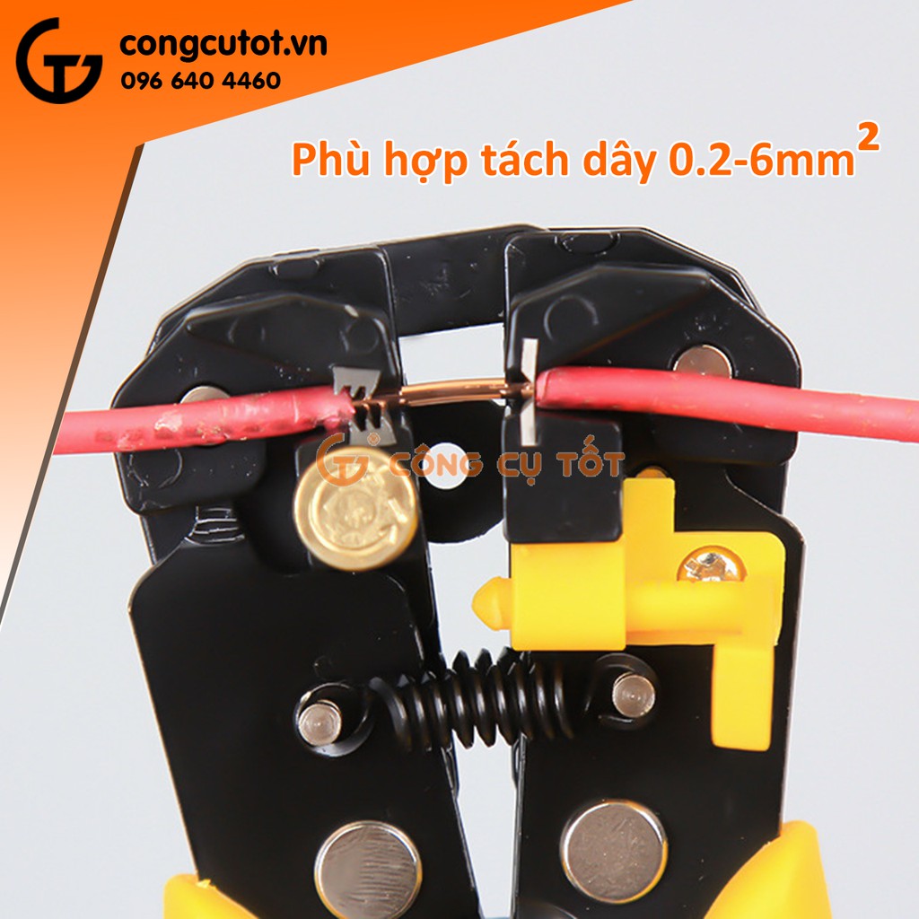 Kìm tuốt dây và bấm cos 6mm² Thép Cr12MoV