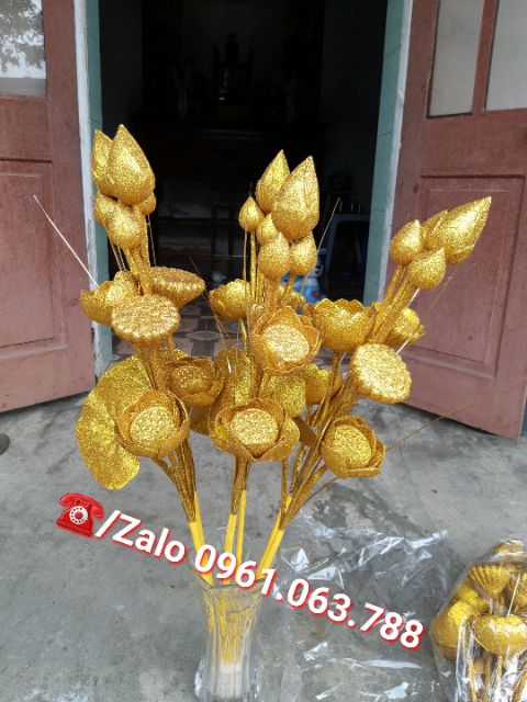 Bông Sen Nhũ, hoa sen kim tuyến  - Cành vàng Lá ngọc