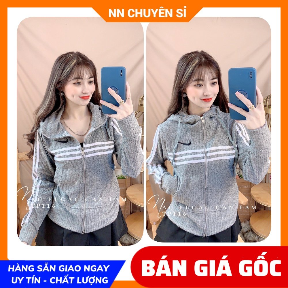 Áo khoác chống nắng nữ có nón chất thun gân mềm, co giãn thêu chữ dễ thương TP116