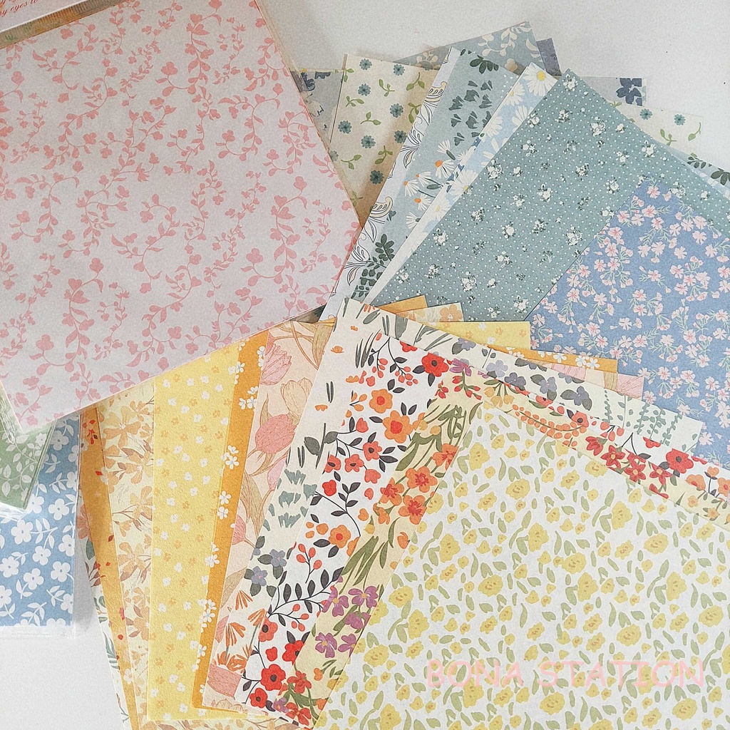 Set giấy nền hoa nhỏ cổ điển xinh xắn vintage trang trí sổ làm thiệp scrapbook | BNN031