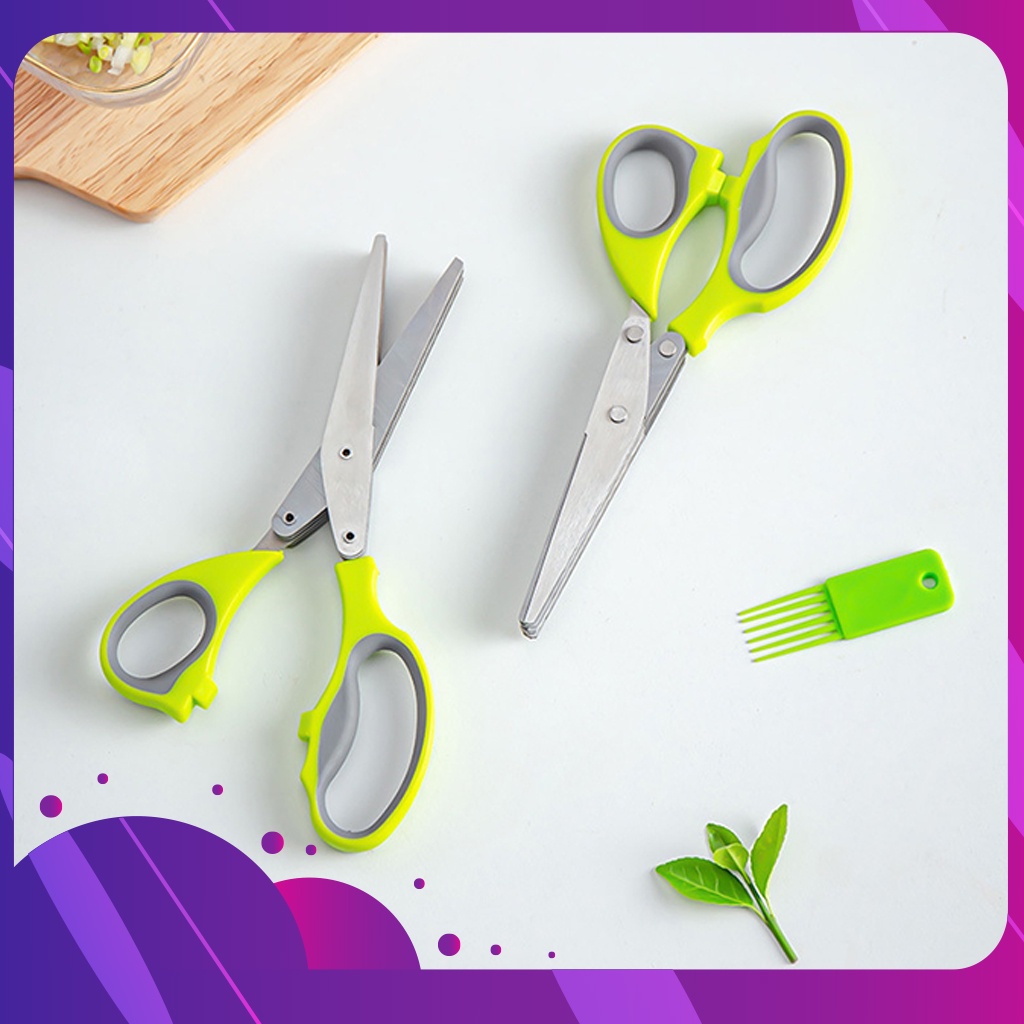 Kéo nhiều lưỡi cắt hành lá, kéo 5 lưỡi cắt đồ ăn nhà bếp, cắt giấy văn phòng Master Store