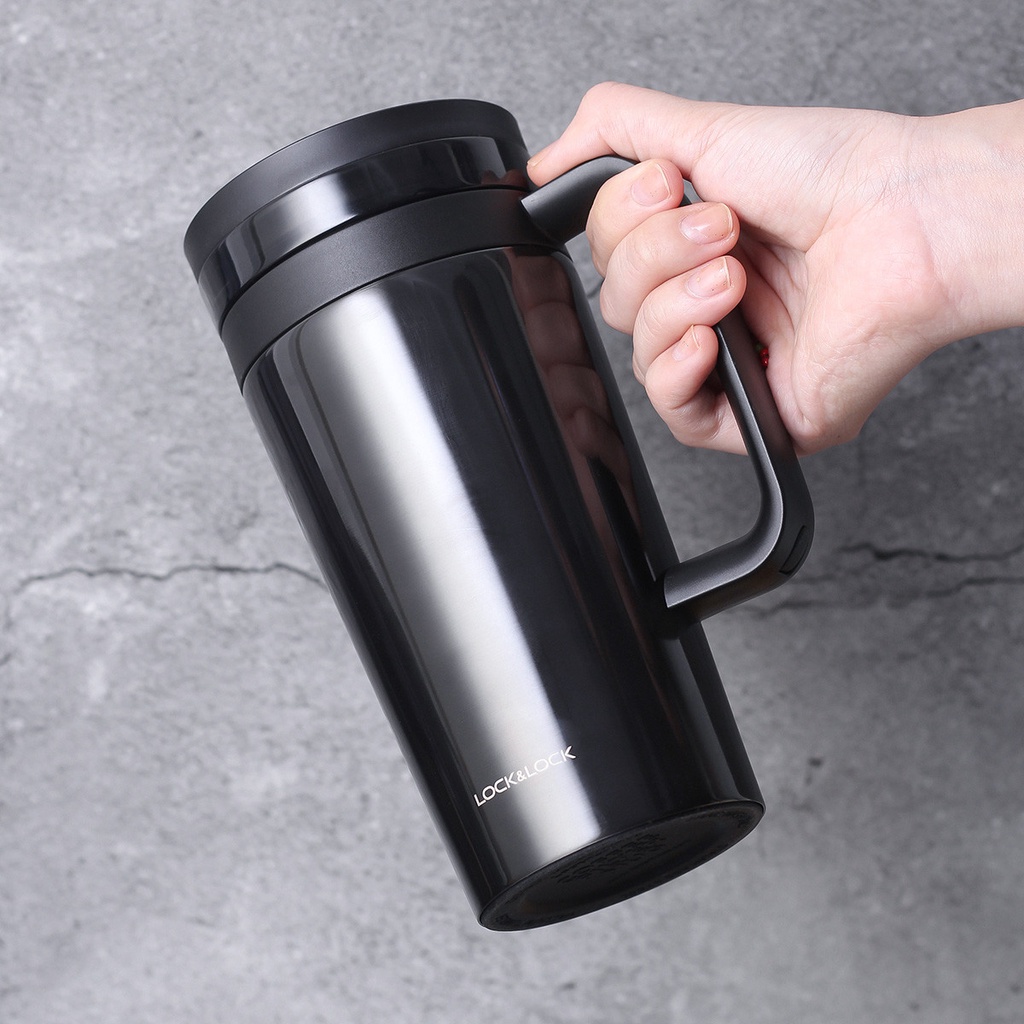 Cốc Giữ Nhiệt Có Lọc inox Pha Cà Phê, Trà Lock&Lock Coffee Filter Mug LHC4197 580ml Màu Đen